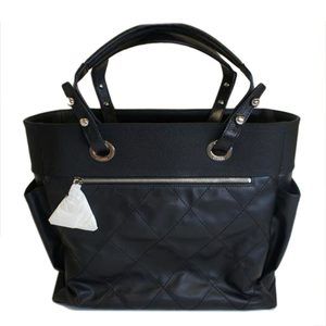 Chanel Paris Biarritz GM Leather Handbag Black